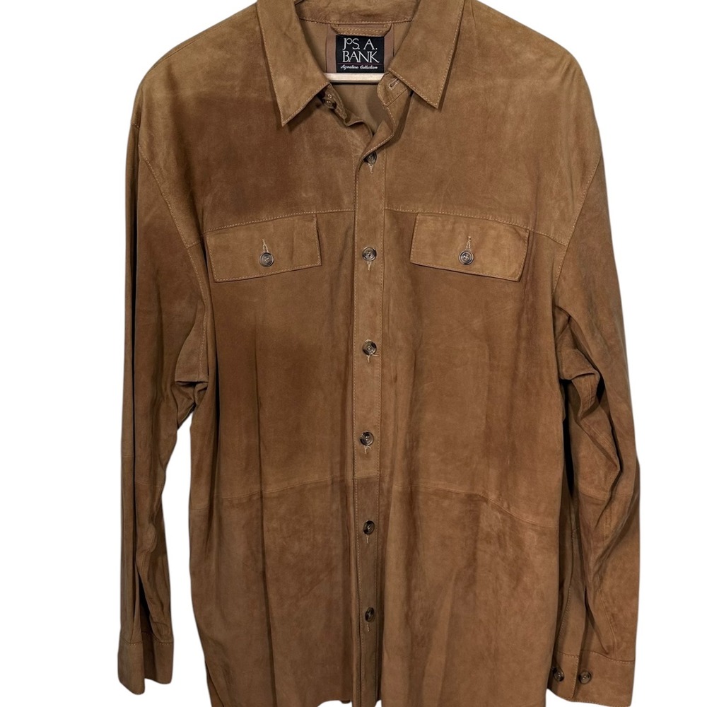 Vtg Mens 100% Suede Leather Shirt Shacket Western Workwear Rugged Patina Sz L/XL